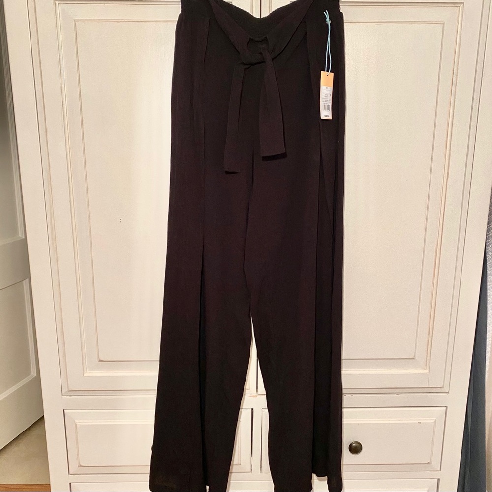 NEW Black Gauze Pants With Slit